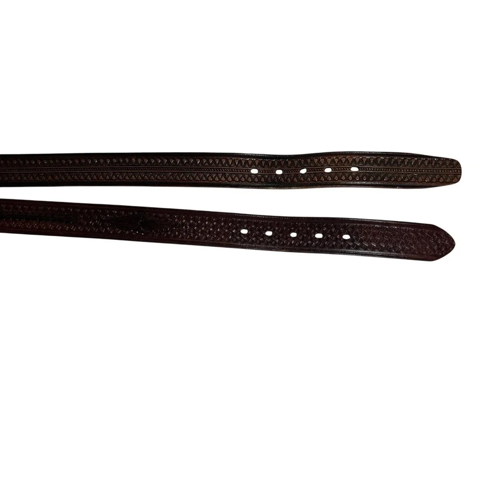 Men's Artisan Leather Western Belts Tooled Braided 40